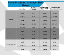 Bauer X Shoulder Pads Sizing